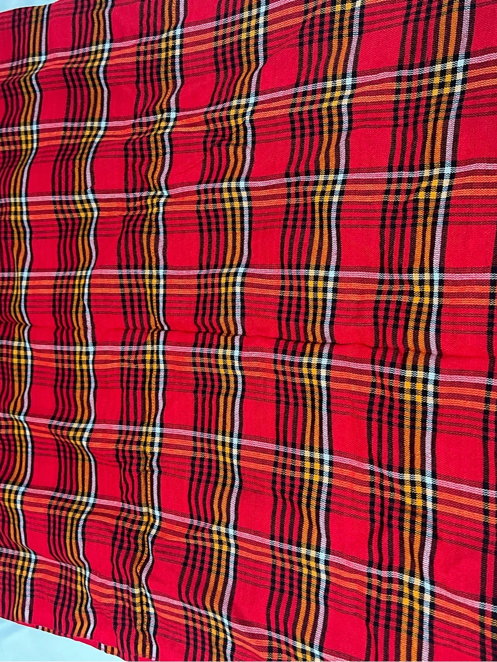Classic Red shawl scarf - Vibrant Red Tartan